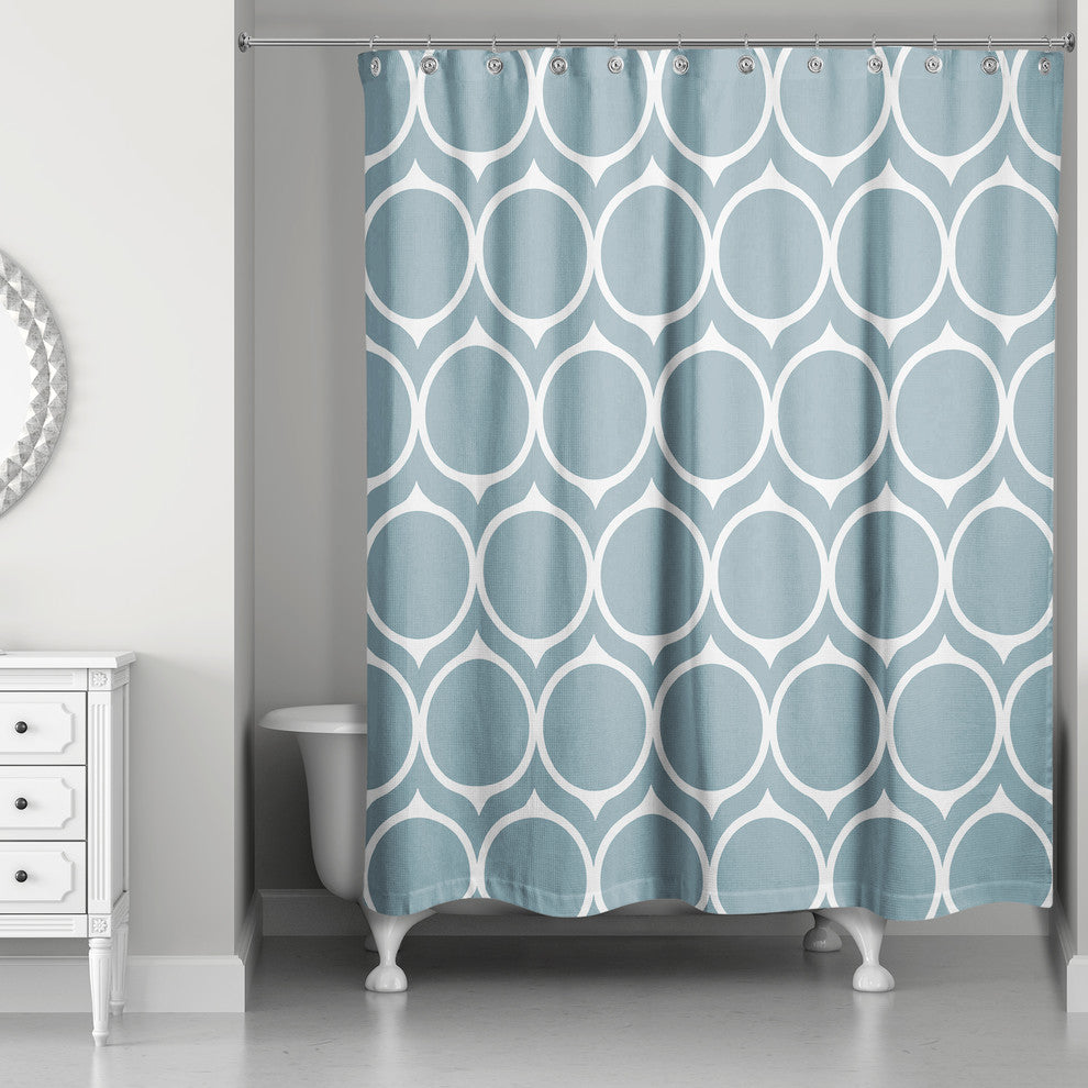 Mid Mod Circles Shower Curtain, Teal