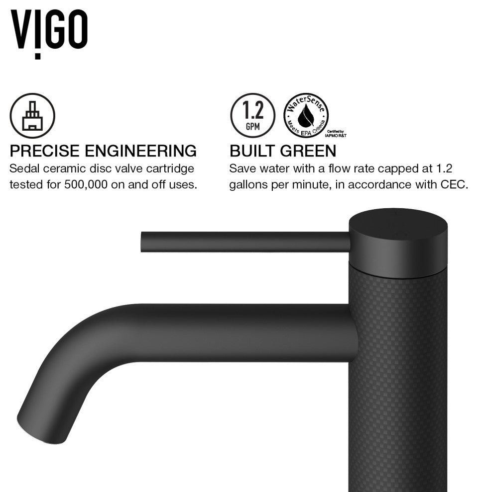 VIGO Lexington 10" H Single Handle Single Hole Bathroom Vessel Faucet, Matte Black