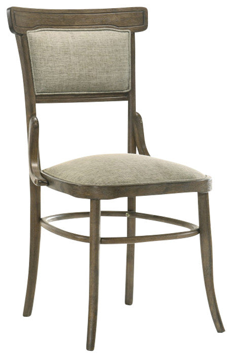 Bistro Vintage Walnut Contemporary Fabric Dining Chair With Cushion, Set of 2