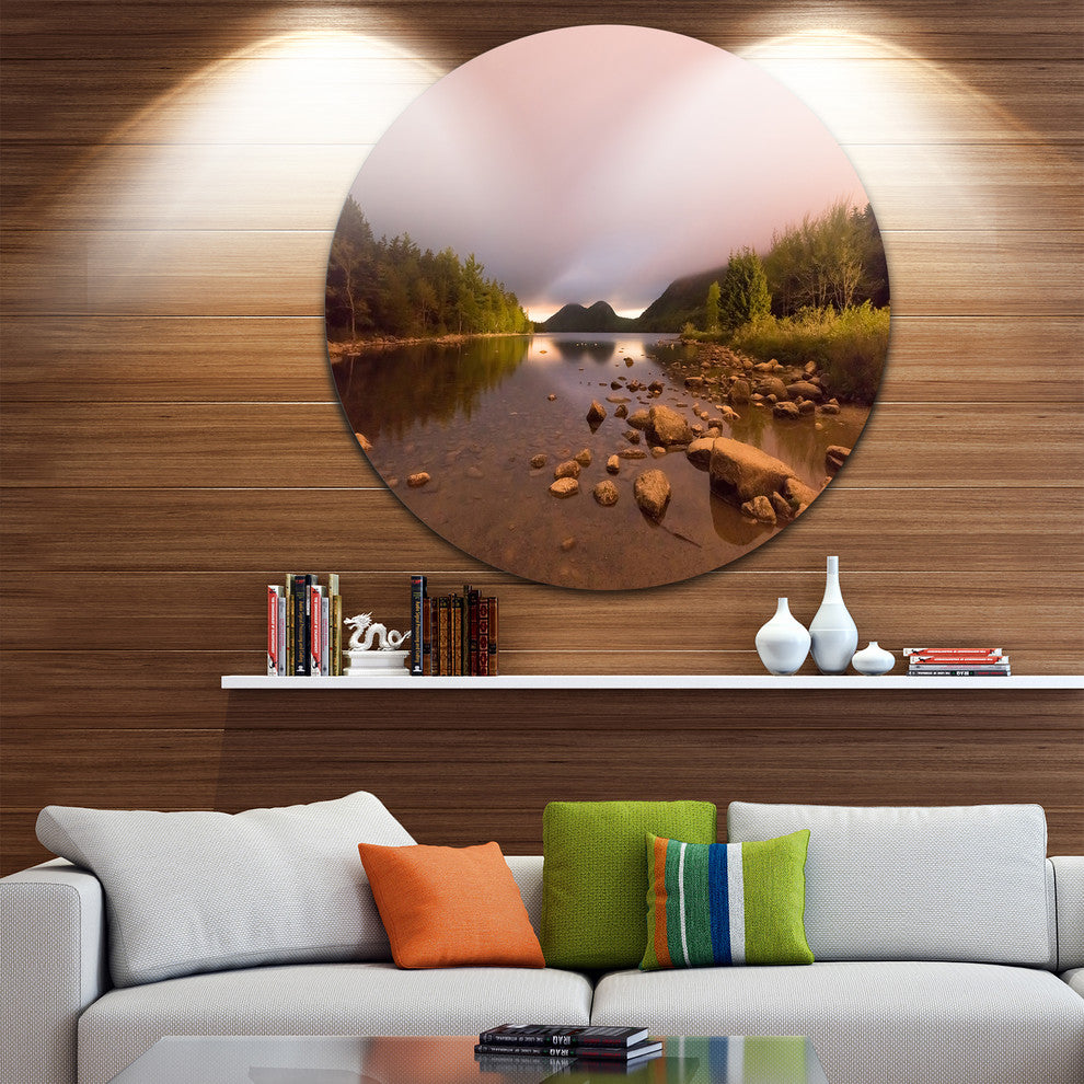 Jordan Pond In Acadia Park, Landscape Large Disc Metal Wall Art, 36"