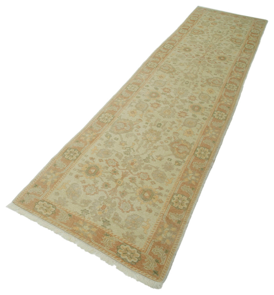 Rug N Carpet - Handmade Oriental 2' 8" x 11' 10" Runner Oushak Area Rug