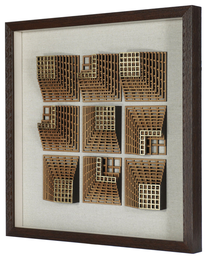 Abstract 3D Wood Carving Shadow Box Wall DÃ©cor