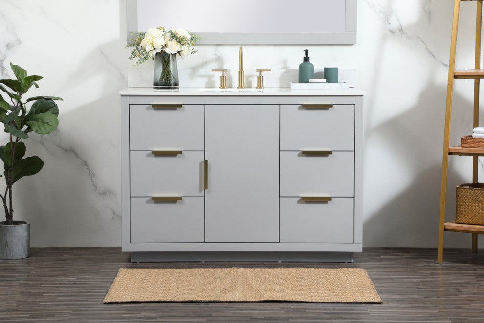 48" Single Bathroom Vanity, Gray, With Backsplash