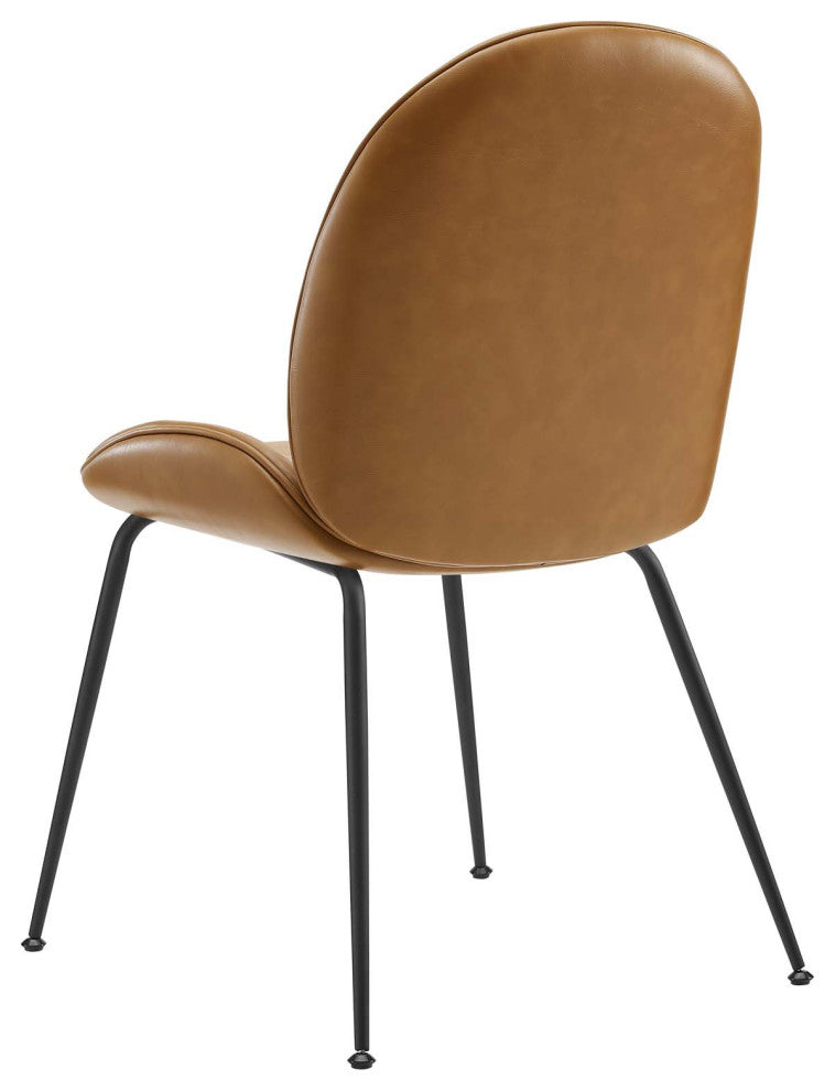 Side Dining Chair, Set of 2, Faux Vegan Leather, Tan, Modern, Bistro Restaurant