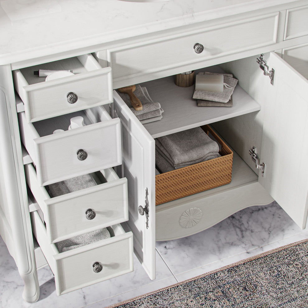 Sadie Bathroom Vanity, Antique White, 46.5", Single Sink, Freestanding