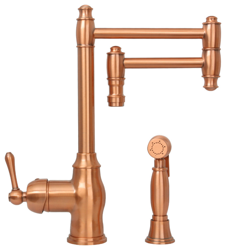 One-Handle Copper Pot Filler Kitchen Faucet with Side Sprayer