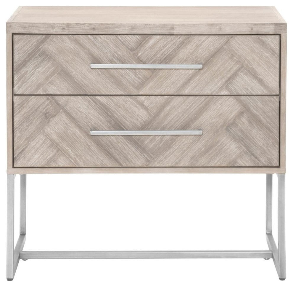 Benzara BM174204 Two Drawers Nightstand, Natural Gray