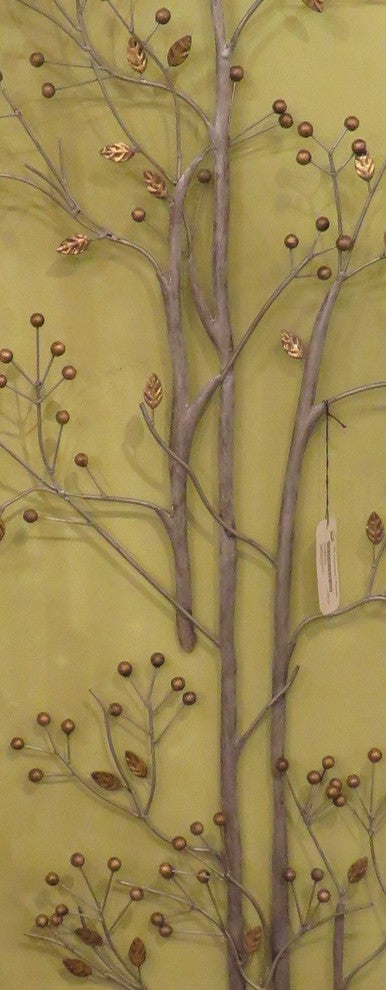 Contemporary Flower Branch Wall Art, Modern Silver Metal