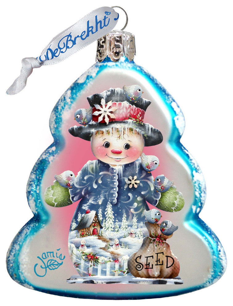Seed Snowman Keepsake Glass Ornament