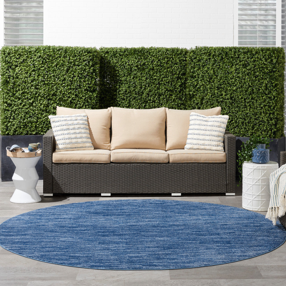 Nourison Essentials 8' x Round Navy Blue Outdoor Area Rug