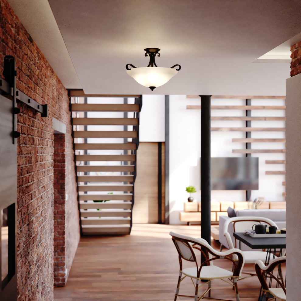 Monrovia 17" Semi-Flush Mount Ceiling Light, Oil Rubbed Bronze