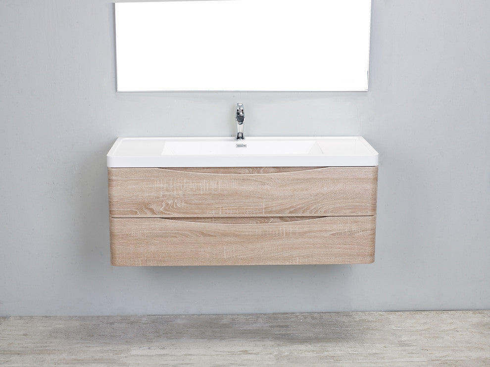 Eviva Smile 48 White Oak Modern Bathroom Vanity Integrated Acrylic Single Sink