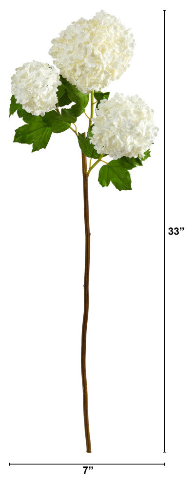 33" Snowball Hydrangea Artificial Flower, Set of 2