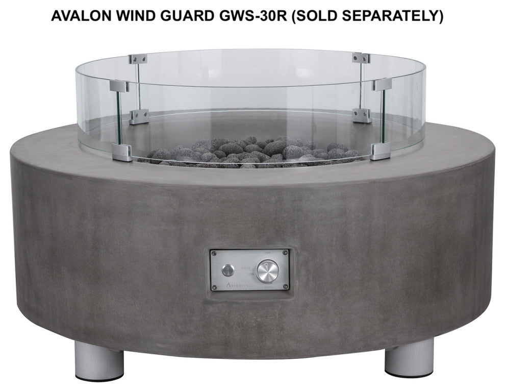 30" Round Glass Wind Guard for Round Fire Tables