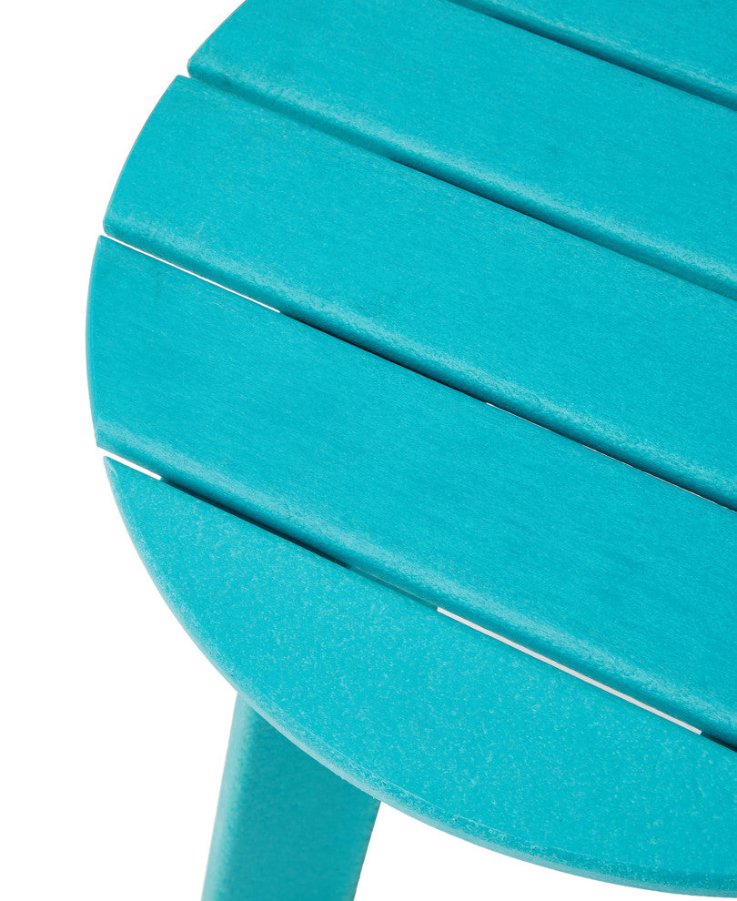 20"D Outdoor Patio HDPE Round Side Table, Aqua