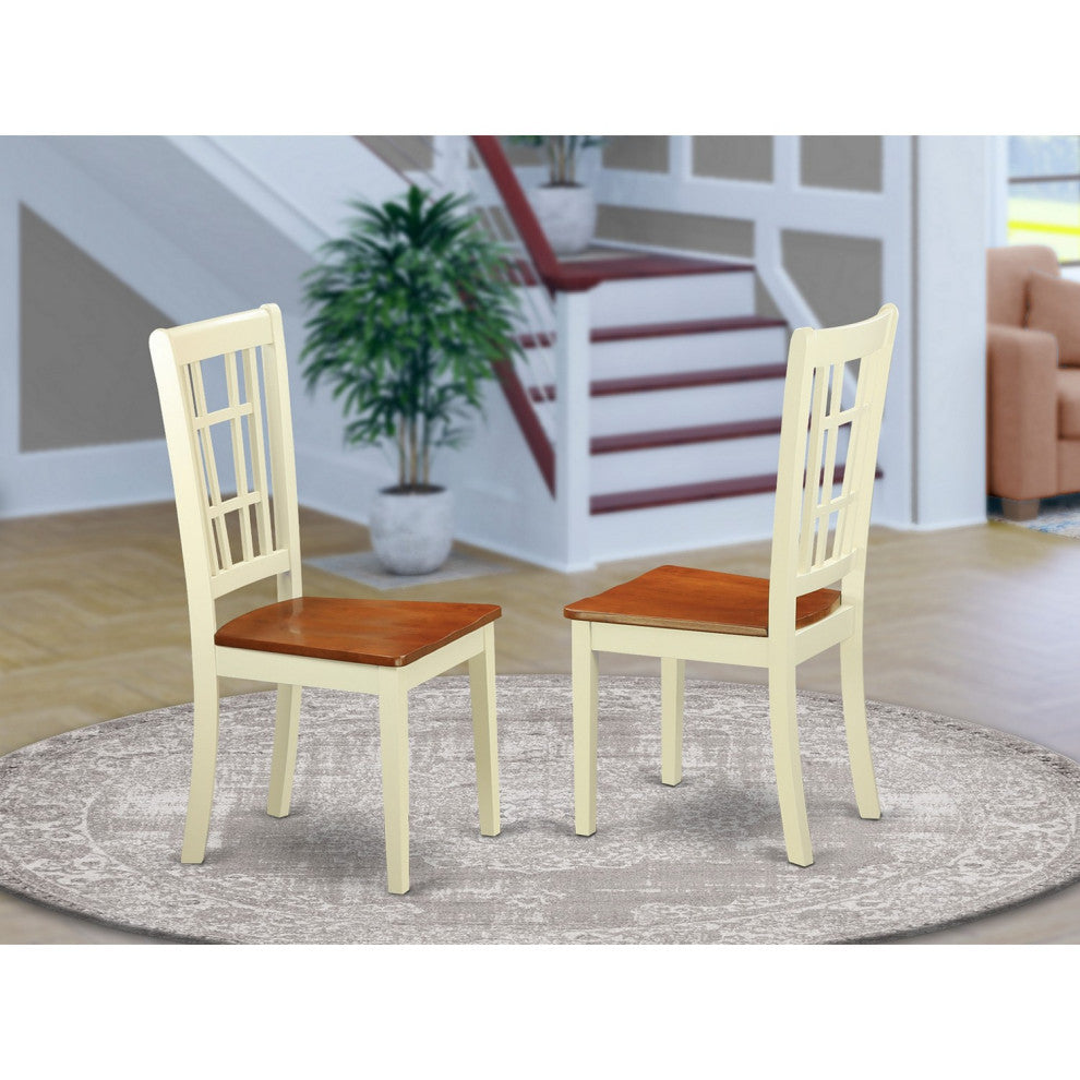 Nicoli Dining Chair With Wood Seat Buttermilk and Brown Finish Set of 2