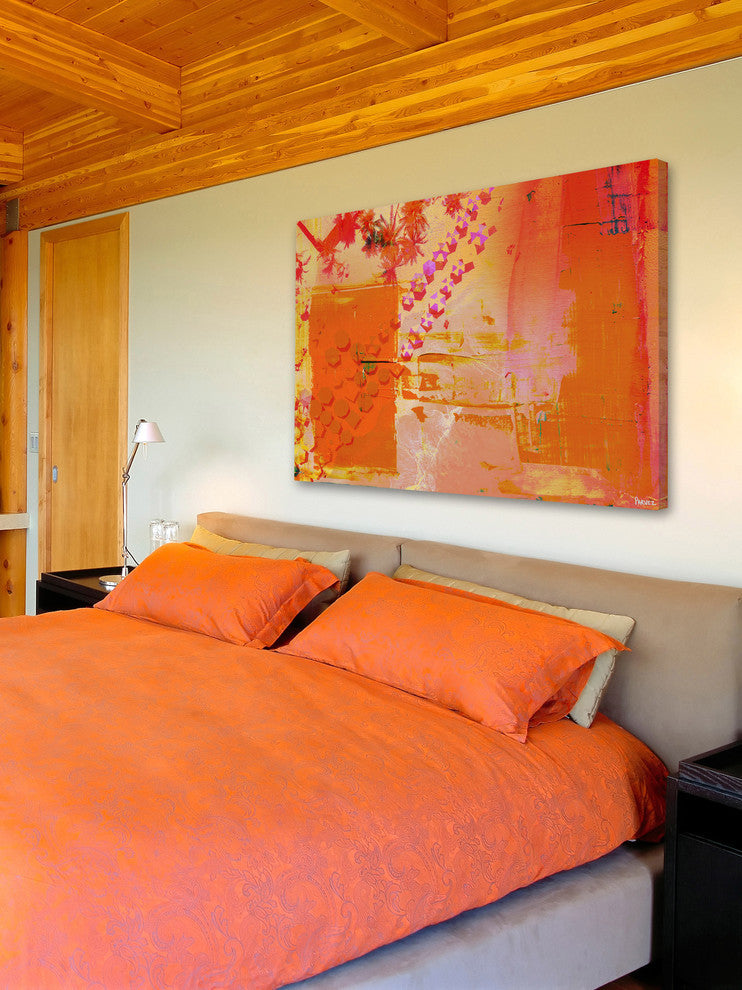 "Orange Glow" Painting Print on Wrapped Canvas, 18"x12"