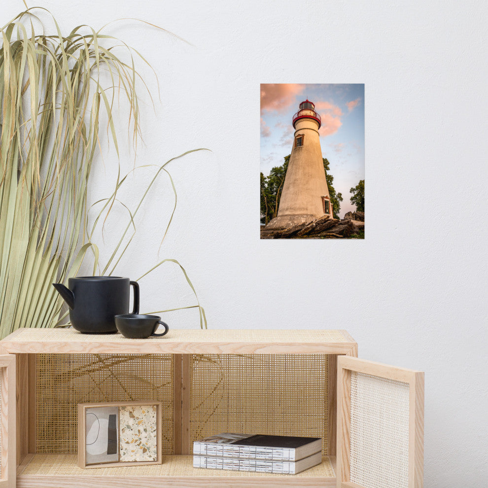 Marblehead Lighthouse at Sunset From the Shore Unframed Wall Art Prints, 12" X 18"