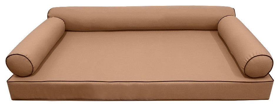 S6 Twin-XL Contrast Trim Mattress Bolster Pillow Outdoor Slip Cover ONLY AD104