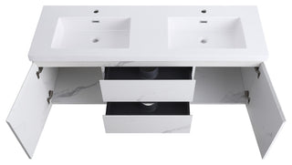 60 inch Wall-Mounted Bathroom Vanity Set with Resin Integrated Sink