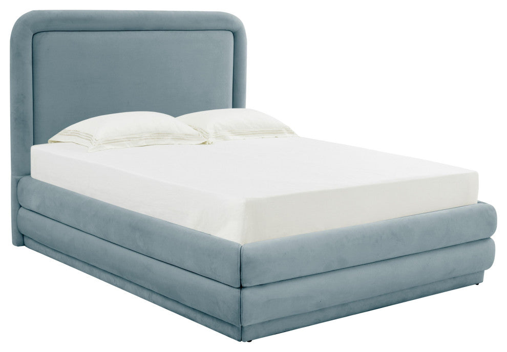 Briella Bluestone Velvet Bed in King