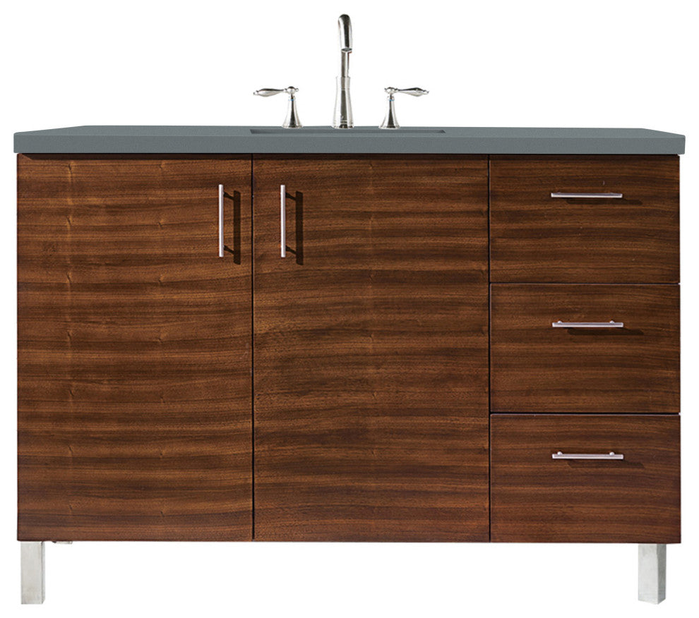 James Martin 850-V48-AWT-3CBL 48" Single Vanity American Walnut Quartz Top