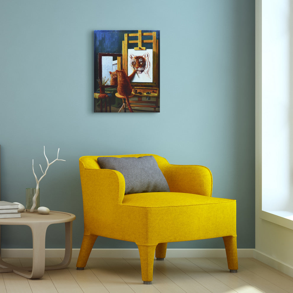 "Norman Catwell" Cat Wall Art, Graphic Art Print on Wrapped Canvas