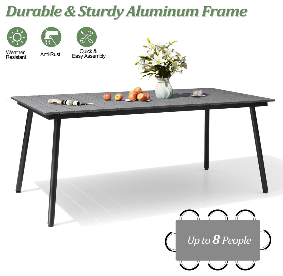 7-Piece Gray Outdoor Patio Set Dining Chairs Table With Umbrella Hole, Dc037