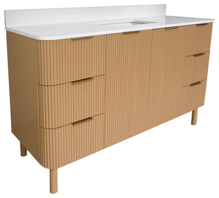 Utopia 60" Bathroom Vanity, Blonde, Top: Engineered White, Single