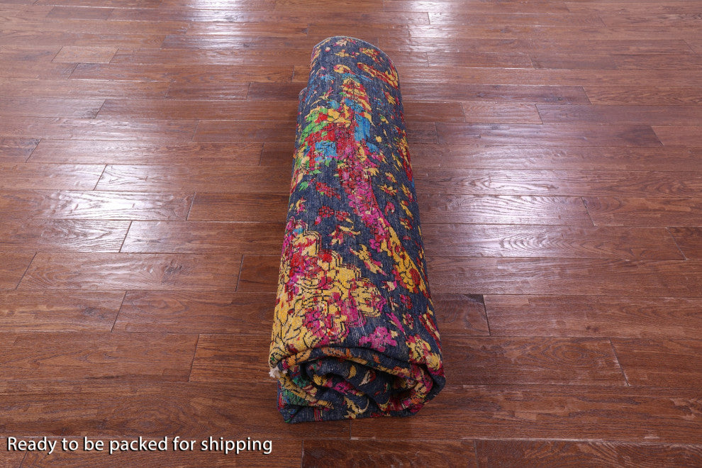 7' 11" X 9' 11" Wool & Silk Persian Sickle Leaf Design Handmade Rug - Q13492