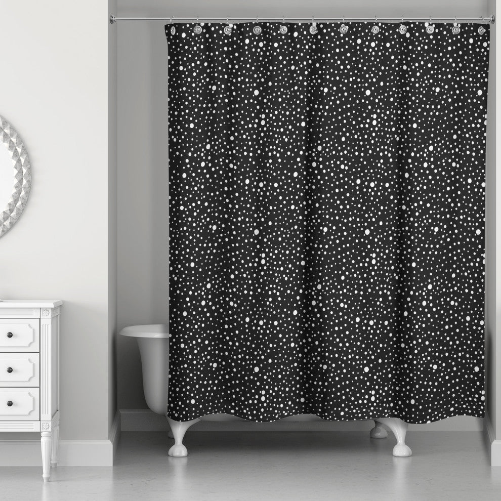 Black White Snow Dot Pattern 1 71x74 Shower Curtain
