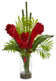 Ginger Torch Artificial Arrangement in Cylinder Vase