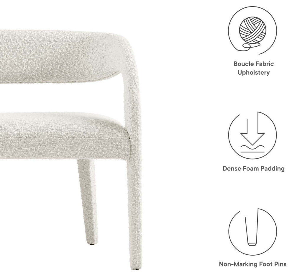 Pinnacle Boucle Fabric Accent Bench, Ivory