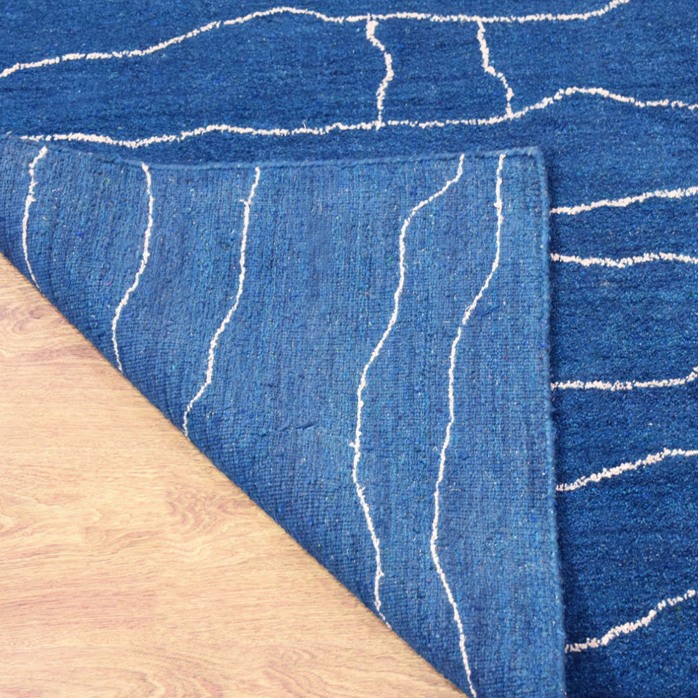 HAND KNOTTED LOOM SILK ECO-FRIENDLY RUGS-6'x9',Rectangle,Blue White,Contemporary