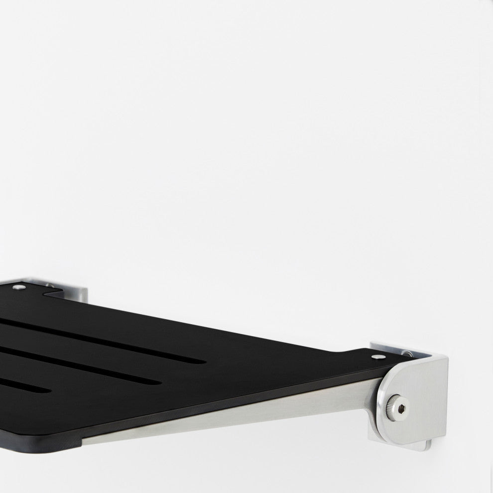 Seachrome SlimLine Folding Wall Mount Shower Seat, Matte Black With Silver
