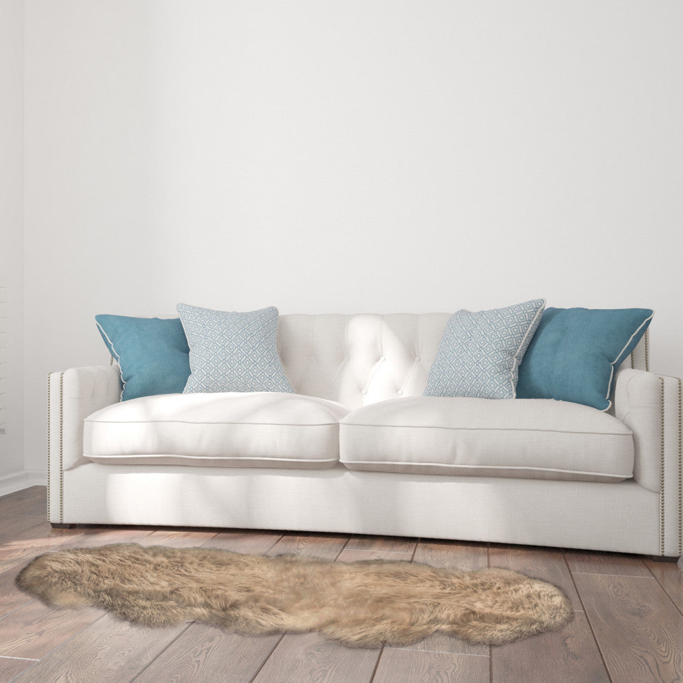 Milan Shearling Double Sheepskin Rug 2' X 6', Vole