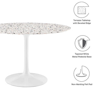 Lippa 47" Round Terrazzo Dining Table, White White