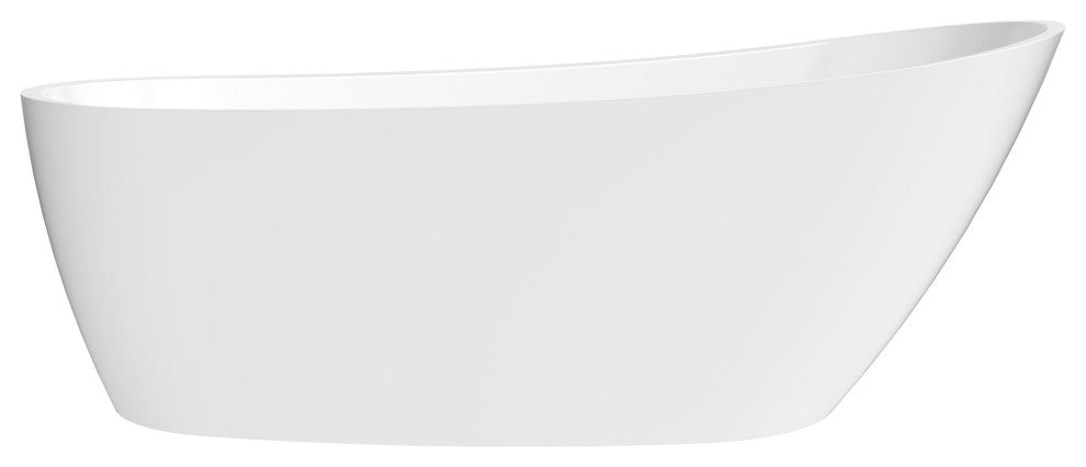 Lahore Freestanding Acrylic Soaking Bathtub, White, 66.9"l X 29.1"w