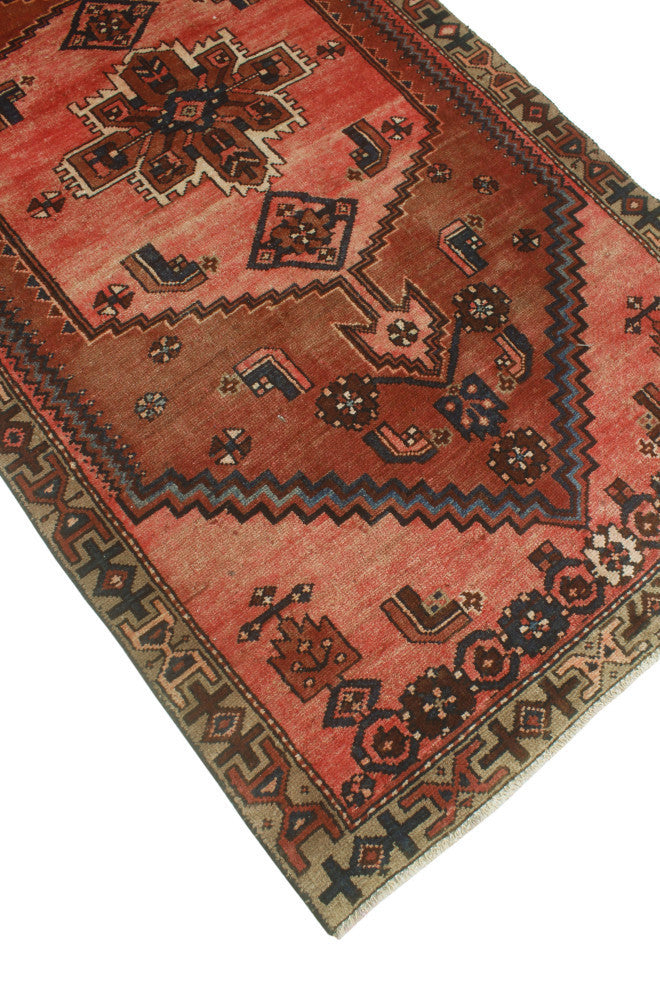 Fine Vintage Distressed Roberto Rust/Brown Runner, 3'9x9'10