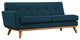 Modern Contemporary L-Shaped Sectional Sofa, Azure, Fabric