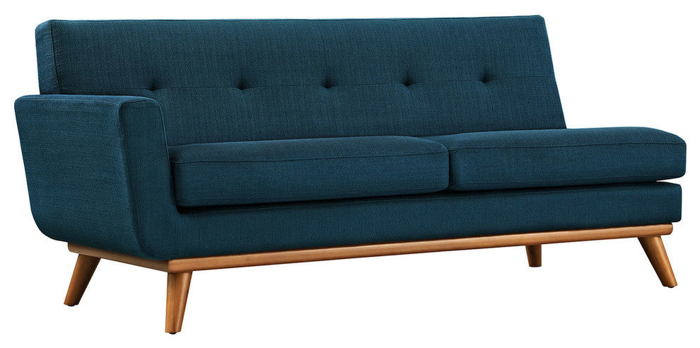 Modern Contemporary L-Shaped Sectional Sofa, Azure, Fabric