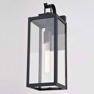 Clinton Steel 1 Light Matte Black Transitional Outdoor Wall Lantern Clear Glass
