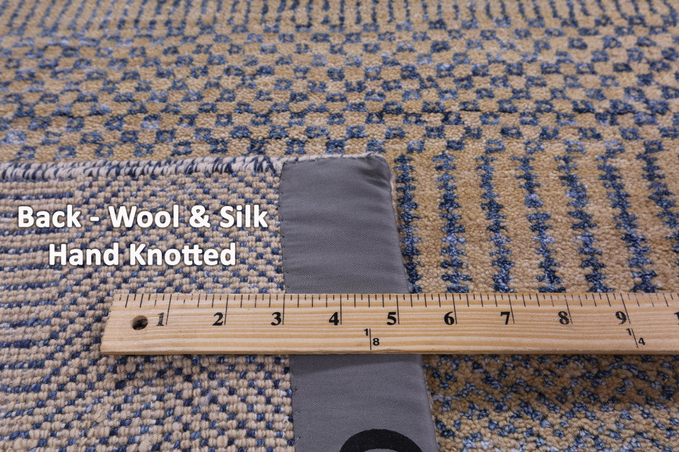 9' 0" X 12' 1" Savannah Grass Wool and Silk Handmade Rug Q11994