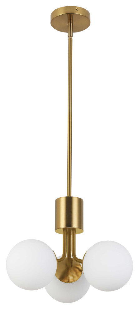 Amanda Contemporary 3 Light Aged Brass White Metal Chandelier