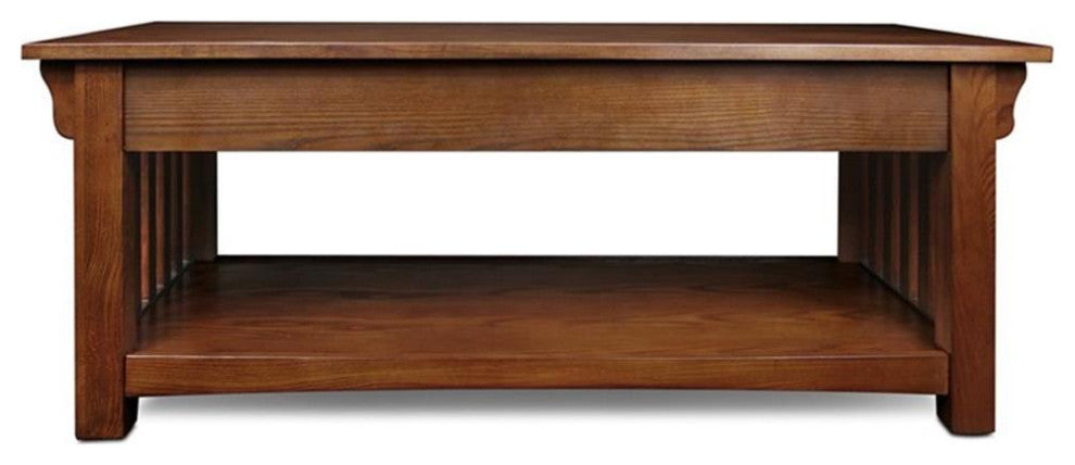 Leick Furniture Wood Mission Coffee Table in Brown Medium Oak