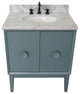 31" Single Vanity, Aqua Blue Finish With White Carrara Top