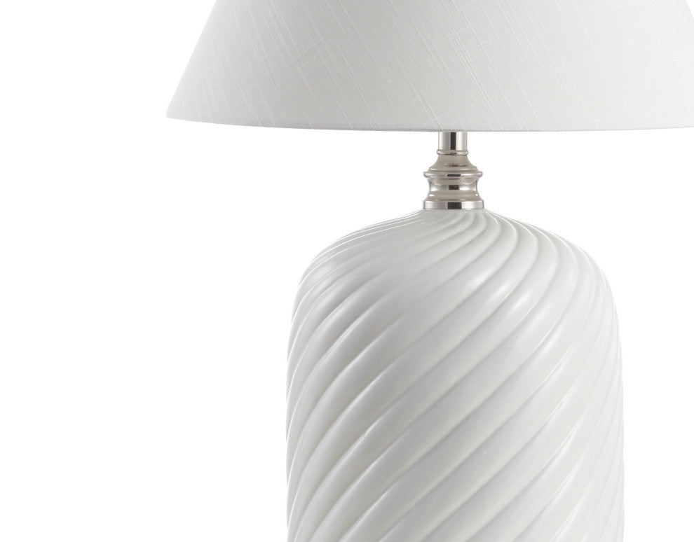 Serge Swirl 28.5" Ceramic Bohemian Glam LED Table Lamp, White