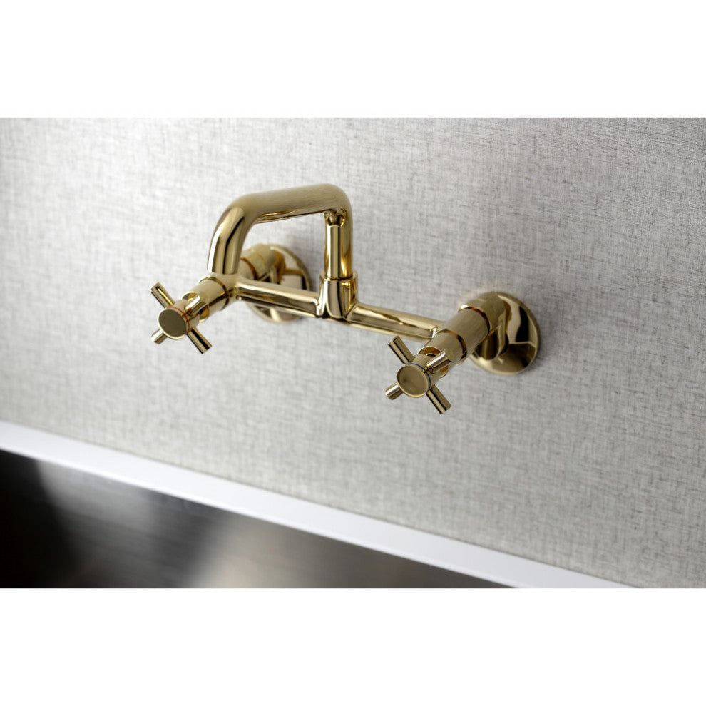 KS423PB Concord Two-Handle Wall-Mount Kitchen Faucet, Polished Brass