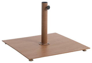 Fiji Patio Umbrella and Base, Beige, Matte White Pole, Teak Belize Base