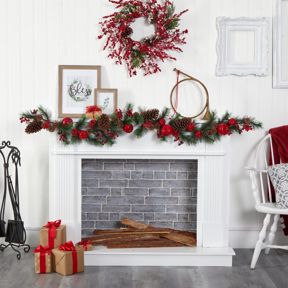 Nearly Natural 6ï¿½ Apple, Berries and Pinecone Artificial Garland